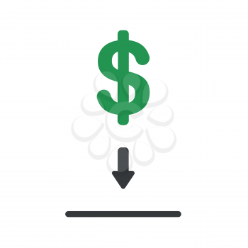 Flat design vector illustration concept of green dollar money symbol icon into black moneybox hole.