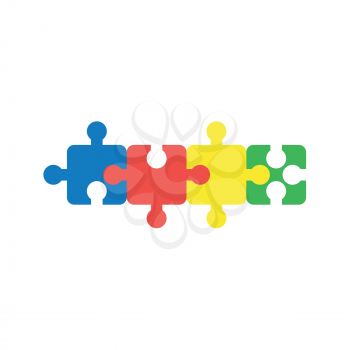 Flat design vector illustration concept of four part jigsaw puzzle pieces symbol icon connected to each other.
