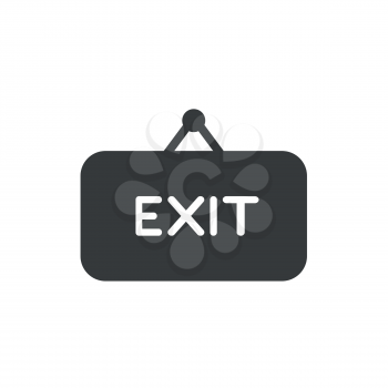Flat design vector illustration concept of exit word on black hanging sign symbol icon.
