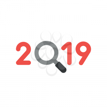 Vector illustration concept of year of 2018 with magnifying glass icon.
