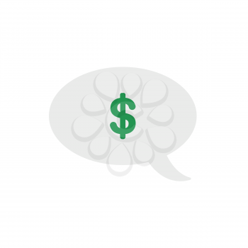 Vector illustration concept of green dollar symbol inside grey speech bubble icon.