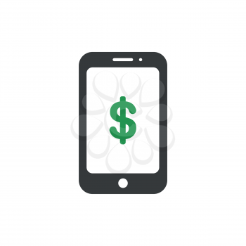 Vector illustration concept of green dollar symbol inside black smartphone icon.
