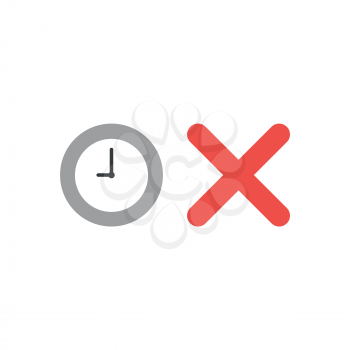 Vector illustration concept of grey clock time with red x mark icon.