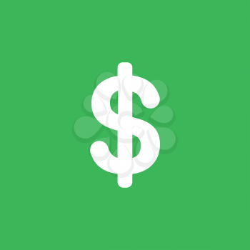 Flat vector icon concept of dollar symbol on green background.