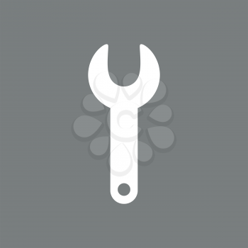 Flat vector icon concept of spanner on grey background.