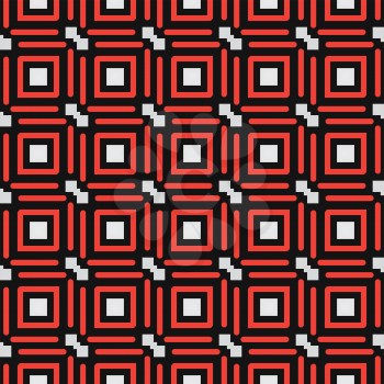 Vector seamless pattern texture background with geometric shapes, colored in red, black and white colors.