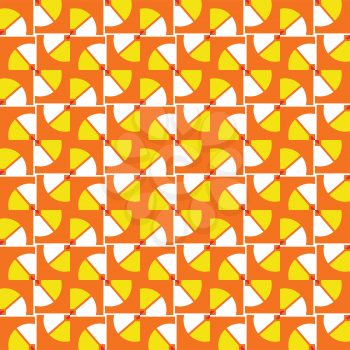 Vector seamless pattern texture background with geometric shapes, colored in orange, yellow, red and white colors.
