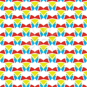 Vector seamless pattern texture background with geometric shapes, colored in red, yellow, blue, green and white colors.