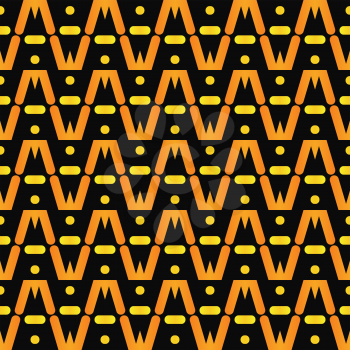 Vector seamless pattern texture background with geometric shapes, gradient colored in orange, yellow and black colors.