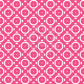 Vector seamless pattern texture background with geometric shapes, colored in pink and white colors.