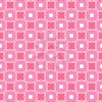 Vector seamless pattern texture background with geometric shapes, colored in pink and white colors.