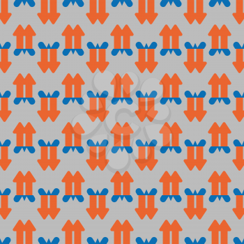 Vector seamless pattern texture background with geometric shapes, colored in grey, orange and blue colors.