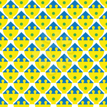 Vector seamless pattern texture background with geometric shapes, colored in yellow, blue, green and white colors.