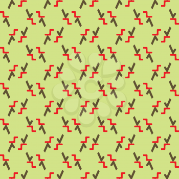 Vector seamless pattern texture background with geometric shapes, colored in green, red and brown colors.