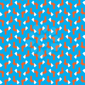 Vector seamless pattern texture background with geometric shapes, colored in blue, orange and white colors.