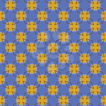 Vector seamless pattern texture background with geometric shapes, colored in blue, yellow and brown colors.