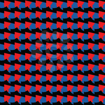 Vector seamless pattern texture background with geometric shapes, colored in red, blue and black colors.