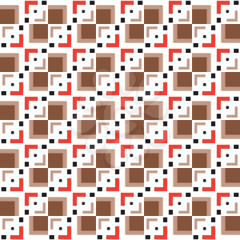 Vector seamless pattern texture background with geometric shapes, colored in brown, red, black and white colors.