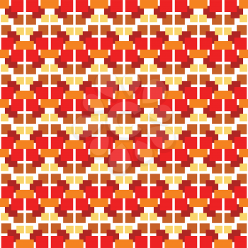 Vector seamless pattern texture background with geometric shapes, colored in red, orange, brown, yellow and white colors.