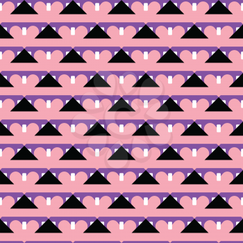 Vector seamless pattern texture background with geometric shapes, colored in purple, pink, black and white colors.