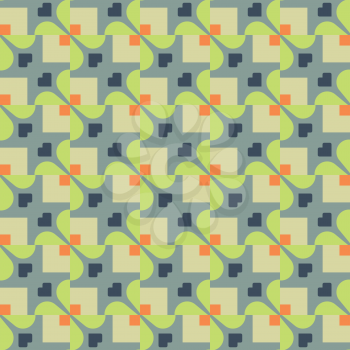 Vector seamless pattern texture background with geometric shapes, colored in green, blue and orange colors.