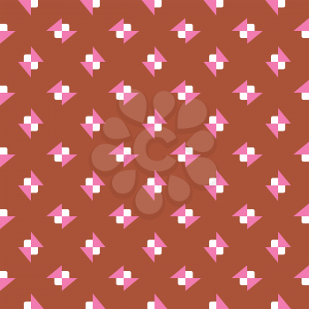 Vector seamless pattern texture background with geometric shapes, colored in brown, pink and white colors.
