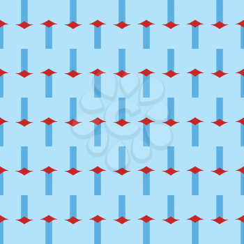 Vector seamless pattern texture background with geometric shapes, colored in blue and red colors.