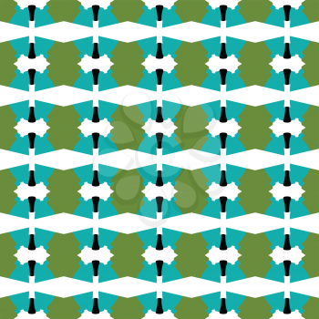Vector seamless pattern texture background with geometric shapes, colored in green, blue, black and white colors.