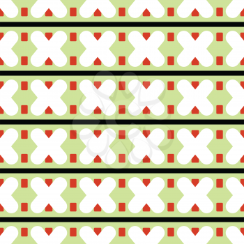 Vector seamless pattern texture background with geometric shapes, colored in green, white, red and black colors.