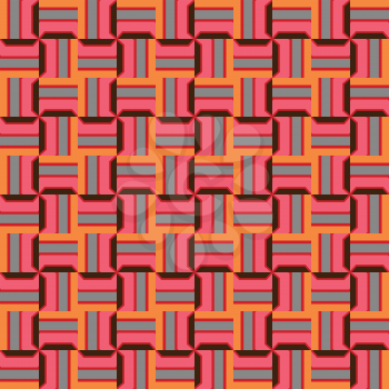Vector seamless pattern texture background with geometric shapes, colored in pink, red, orange, black and blue colors.