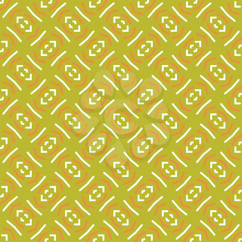 Vector seamless pattern background texture with geometric shapes, colored in green, orange and white colors.