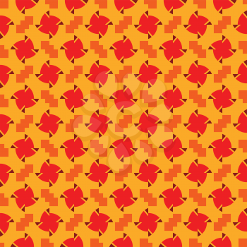 Vector seamless pattern background texture with geometric shapes, colored in red, orange and yellow colors.