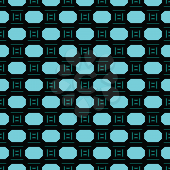 Vector seamless pattern background texture with geometric shapes, colored in black, blue and green colors.