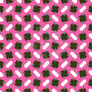 Vector seamless pattern texture background with geometric shapes, colored in pink, green, blue and white colors.