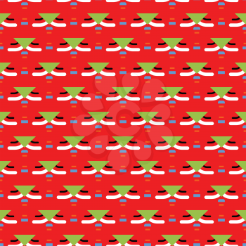 Vector seamless pattern texture background with geometric shapes, colored in red, green, white, black, orange and blue colors.