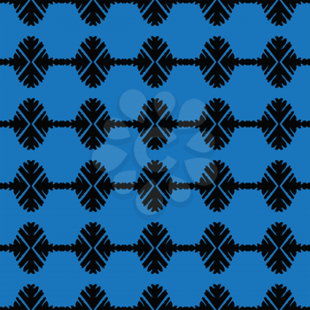 Vector seamless pattern texture background with geometric shapes, colored in blue and black colors.