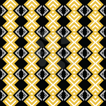 Vector seamless pattern texture background with geometric shapes, colored in black, yellow, grey and white colors.