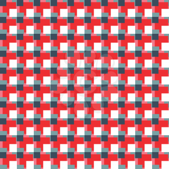 Vector seamless pattern texture background with geometric shapes, colored in red, blue, pink and white colors.