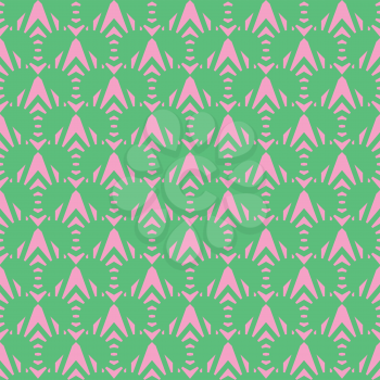 Vector seamless pattern texture background with geometric shapes, colored in green and pink colors.