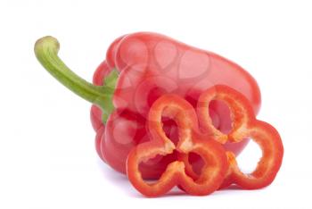 Sweet red peppers on a white background.