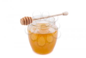 Honey in a glass jar.