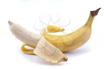 Royalty Free Photo of a Half Peeled Banana