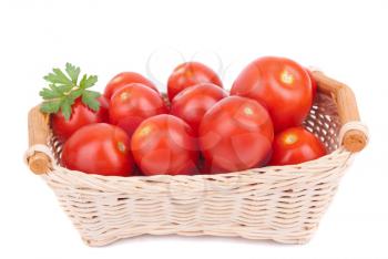 Red tomatoes in a basket.