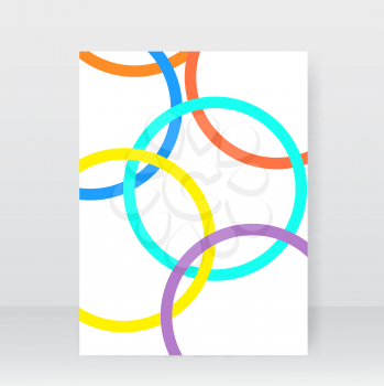 White brochure with abstract circles. 