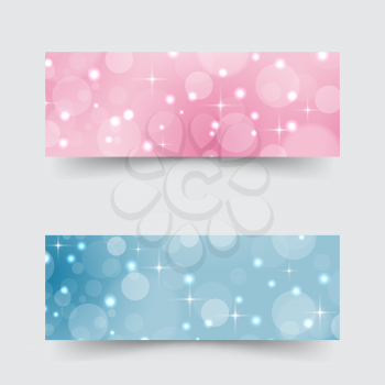 Modern banners with abstract circles and stars. Vector illustration .