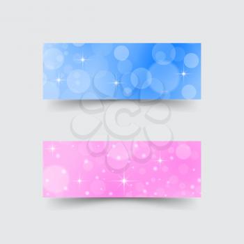 Banners with abstract circles and stars. Vector illustration .