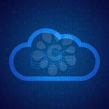 Internet server and cloud on a digital background. Vector illustration .
