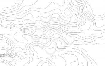 Topographic line map on white background. Vector illustration .
