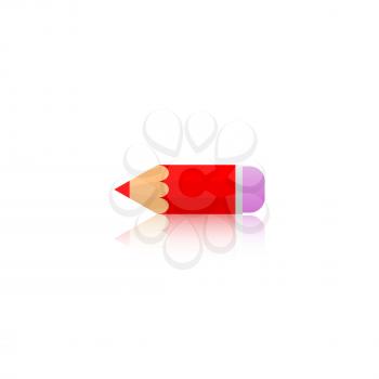 Pencil with reflection on white background. Vector illustration .