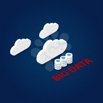 Cloud and server on a digital background. Vector illustration .